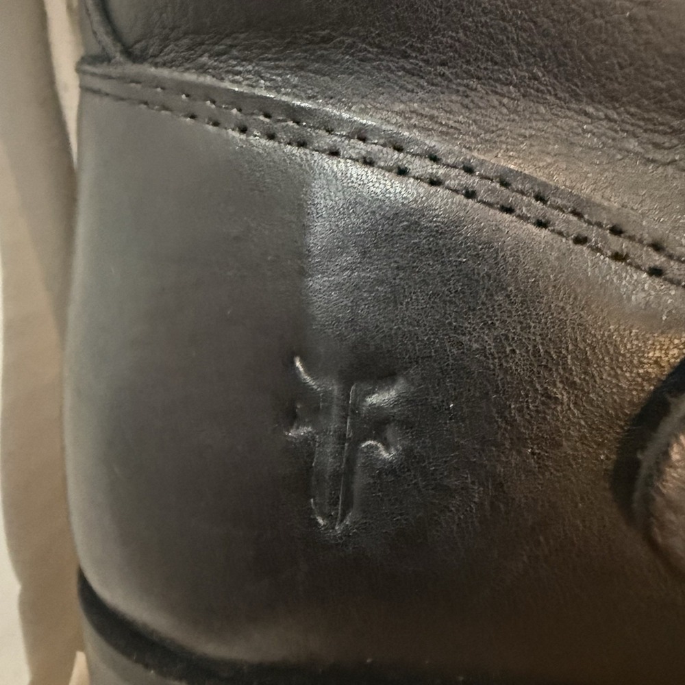 Frye Veronica Shortie Boots Womens 7.5 Black Leather Engineer Moto Biker Harness - Picture 9 of 16